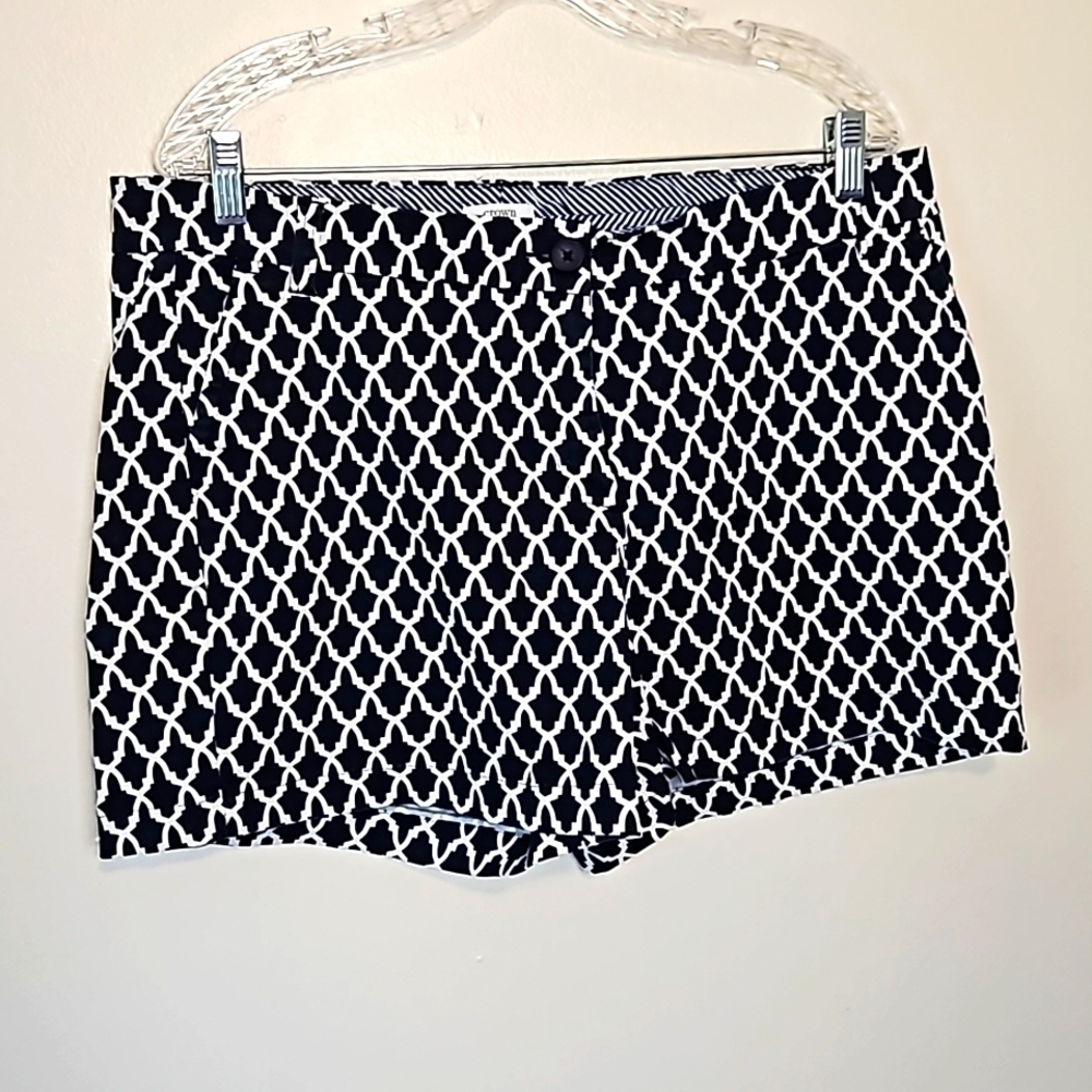 Crown & Ivy Cotton Stretch Shorts Navy Blue White Size 16